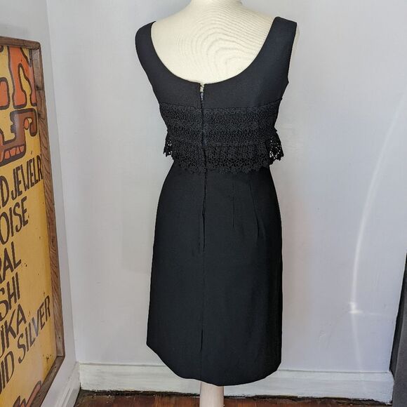 Vintage Black Sheath Dress with Lace and Bow - Picture 7 of 13